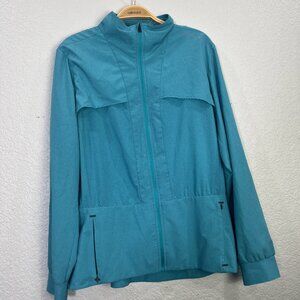 Brooks Fremont Running Jacket Womens L Blue Dry Layer Full Zip Vented Packable